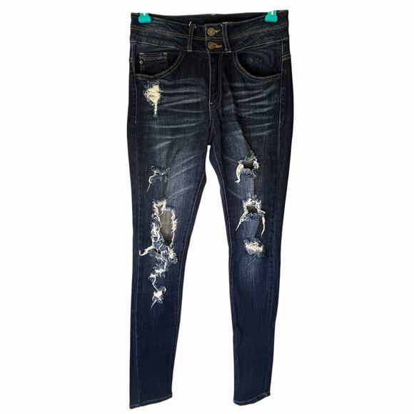 Kancan Dark Wash Distressed Jean Jegging Size 26 - Picture 1 of 12